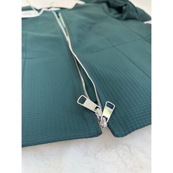 NWT BOSS Hugo Boss Size/US2 Jaxine Checkered Zip Front Collarless Blazer Green - Picture 11 of 12